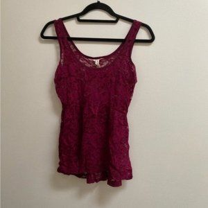 Aeropostale Lace Peplum Tank S